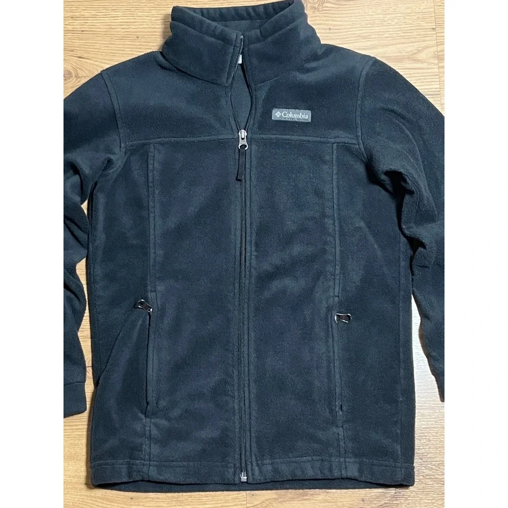Columbia Fleece Jacket Youth M 10/12 Black Full Zip Boys Girls Outdoor School